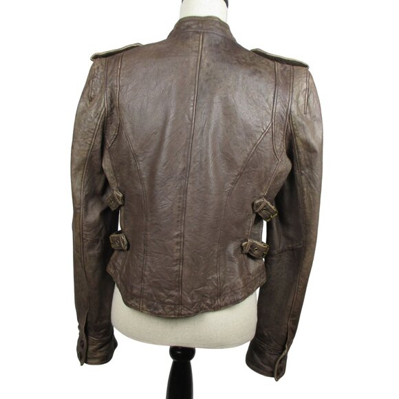 Peruvian Connection100% Sheep Leather Brown Moto Newbury Jacket Size 10 Luxury - Picture 5 of 13